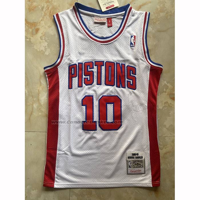 Maglia Detroit Pistons Dennis Rodman No 10 Mitchell & Ness 1988-89 Bianco